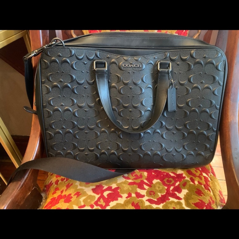 COACH Emobossed Signature Leather Atache Bag Briefcase Laptop Bag  Never Used